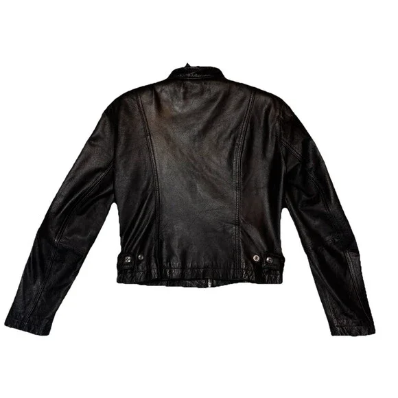Wilson Leather Jacket Women's Small Black Leather Full Zip Pockets - Picture 2 of 16